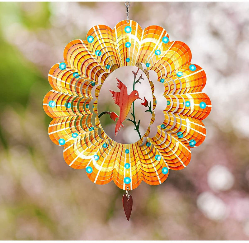 Wind Spinner Mandala Hibiscus 12 Inches 3D Stainless Steel Laser Cut Metal Art