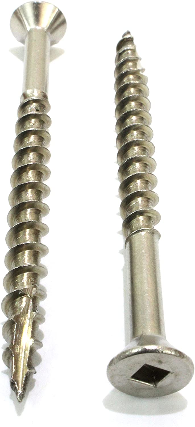 12 X 2-1/2" Stainless Flat Head Deck Screws, (25 Pack), Square Drive, Type 17 Wood