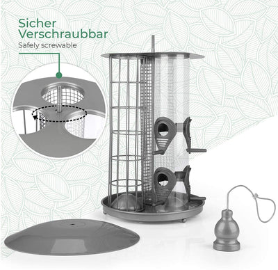 I Deluxe 3in1 Column of feed for birds Silver made of metal Meisenknödel holder seeds