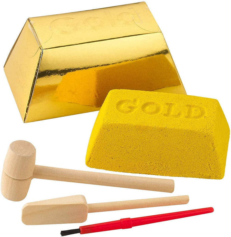 Kicko Excavation Kit - Gold Brick Dig Out - 8.25 Inch Gold Mining Set - Science