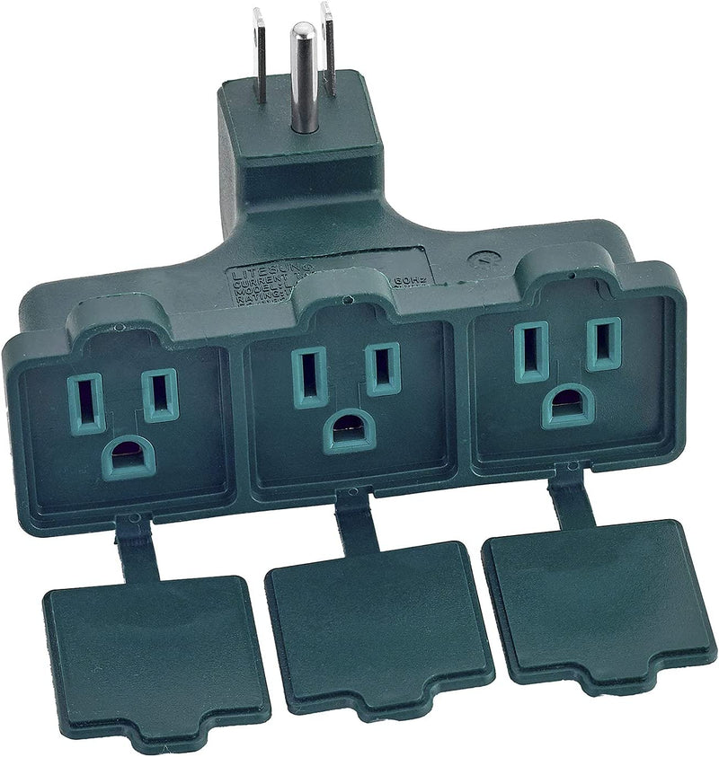 Katzco 3 Way Outlet Wall Tap - Right Angle Shaped Triple Prong Wall Splitter Adapter