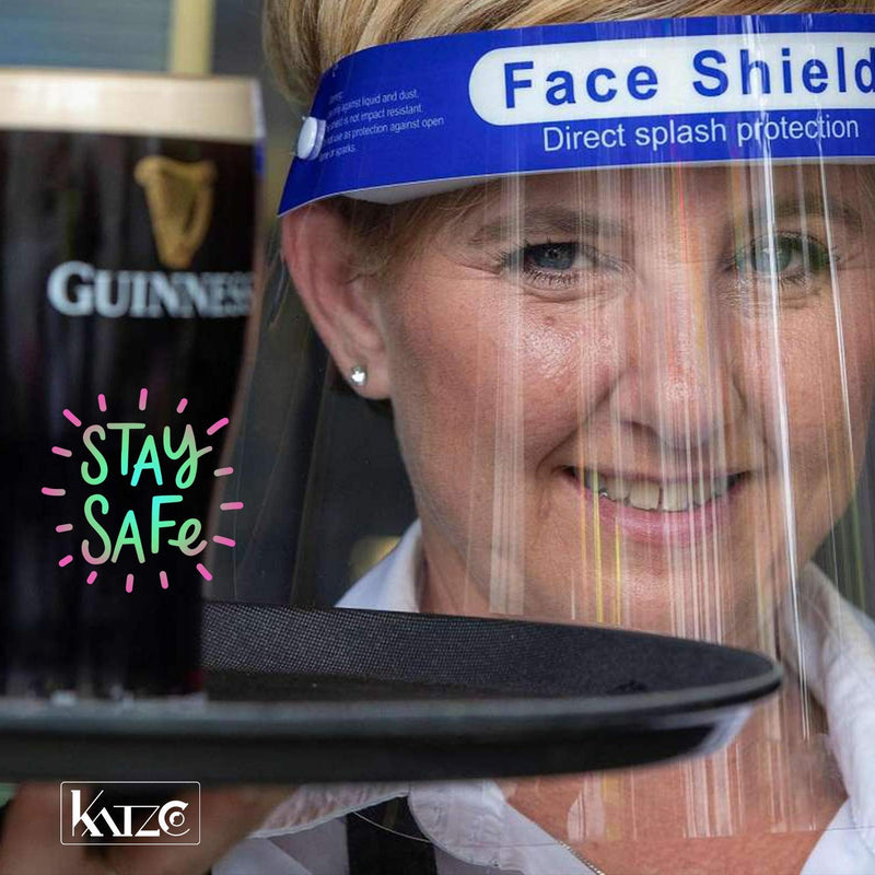 Katzco Reusable Face Shields -11 Pack - Clear Full Face Visor Mask with Removable
