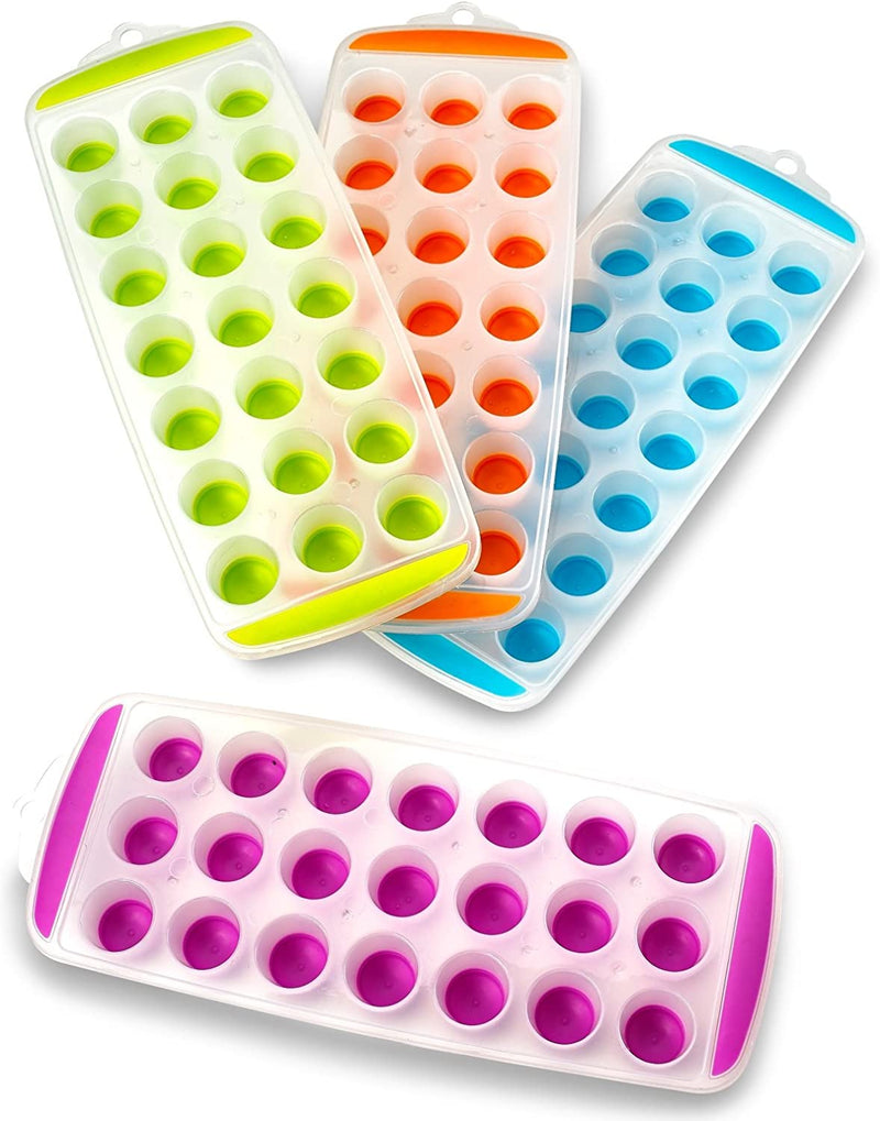 Katzco Silicone Ice Cube Tray - 4 Pack - Mini Round-Shaped Ice Molder - for Party Supply