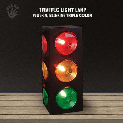Kicko Traffic Light Lamp - Plug-In, Blinking Triple Sided, 12.25 Inch - For Kids