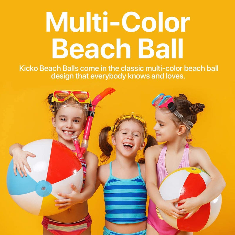 Kicko 12 Pack - 12 Inch Inflatable Beach Balls - Rainbow Colored Beachballs - for Swimming