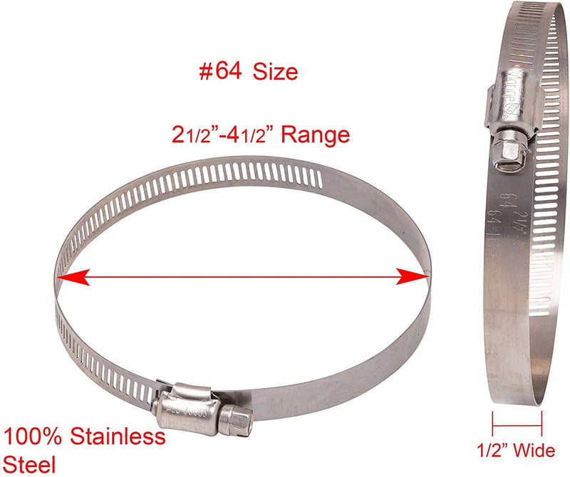 3/4" to 1-3/4" Diameter Stainless Hose Clamp, 9/16" Wide Band, (20) 300 SS, 18-8 S/S