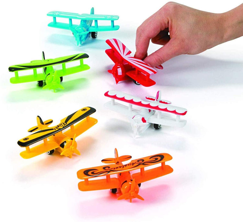 Kicko Pull Back Airplane Toys - Plastic Friction Plane - for Gifts, Party Favors, School