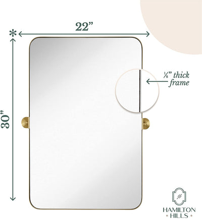 Gold Metal Surrounded Round Pivot Mirror | Silver Backed Adjustable Moving & Tilting Wall