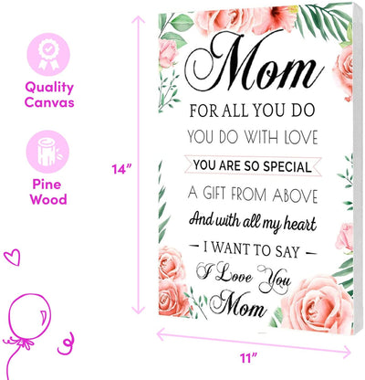 Canvas Wall Art Mom Gift - Hangable Home Decor Gifts for Mom - Unique Valentine's