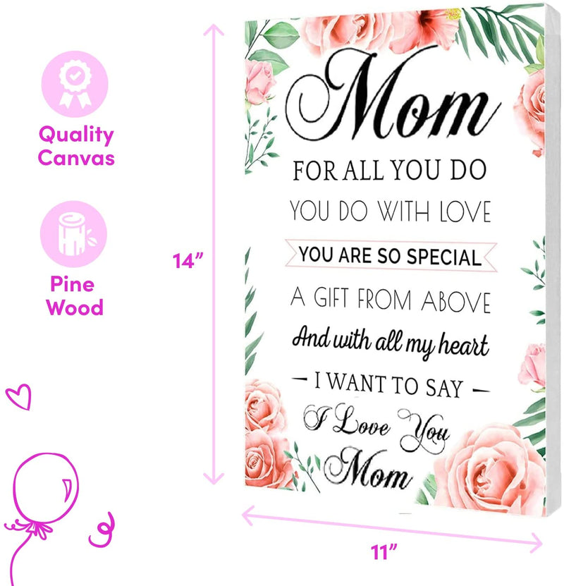 Canvas Wall Art Mom Gift - Hangable Home Decor Gifts for Mom - Unique Valentine&