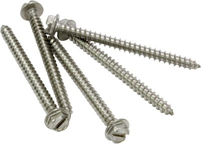 8 X 2" Stainless Slotted Hex Washer Head Screw, (50 pc), 18-8 (304) Stainless Steel Screw