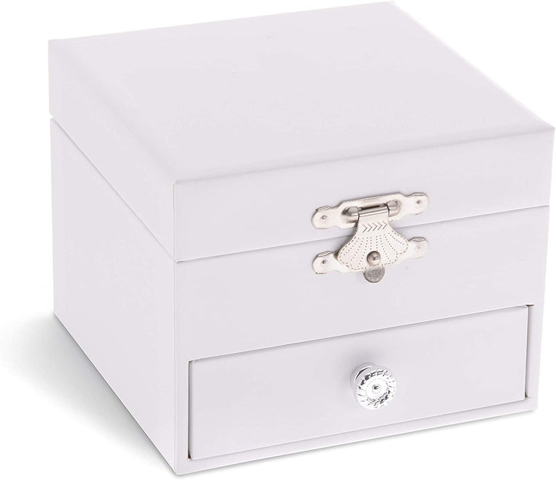 Jewelkeeper Personalize-Your-Own White Musical Ballerina Jewelry Box with Pullout Drawer
