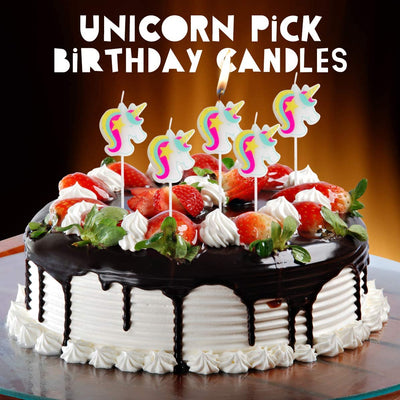 Kicko Unicorn Pick Birthday Candles - 10 Pack - 3.35 Inch - Multicolored - for Kids, Party