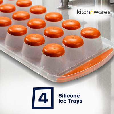 Kitch N' Wares Silicone Ice Trays - 4 Pack - Easy-Release Without Lids - Rounded Ice