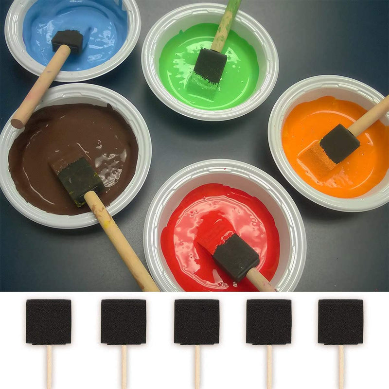 Katzco Poly Foam Brushes with Wooden Handles - 25 Pack for Any Professional Paint Job, Oil