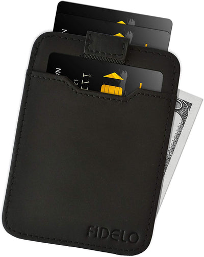 Minimalist Wallet Credit Card Holder  Fidelo Mens Slim Wallet - RFID Blocking + Top
