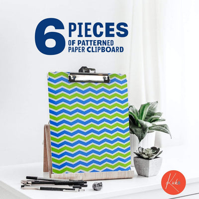 Kicko Patterned Paper Clipboard - Set of 6 Standard Size Paperboard in Colorful Stripe