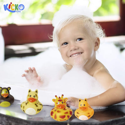 Kicko 12 Pack Zoo Animal Rubber Ducks 2 Inches Assorted Safari Animal Duckies - for Kids