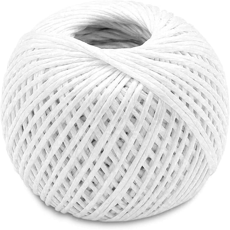 Katzco White - 350 Feet Long Polypropylene Twine Roll, 3mm Thick - for Industrial