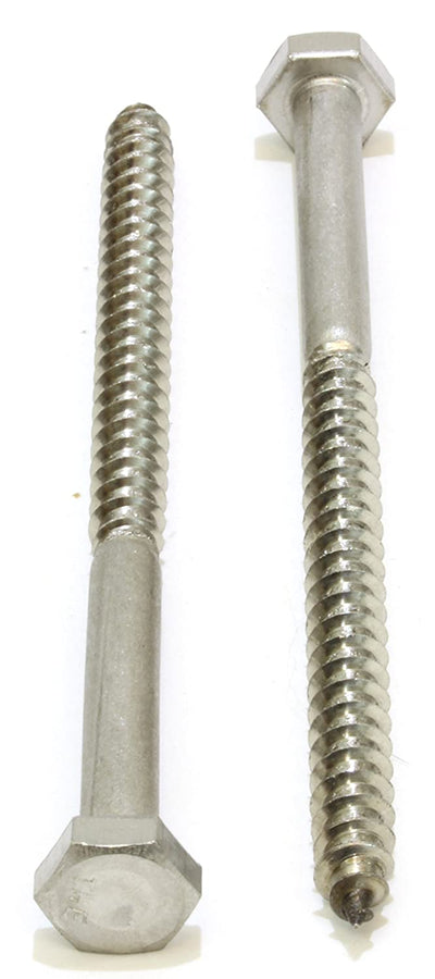 5/16" X 6" Stainless Hex Lag Bolt Screws, (10 Pack) 304 (18-8) Stainless Steel, by Bolt