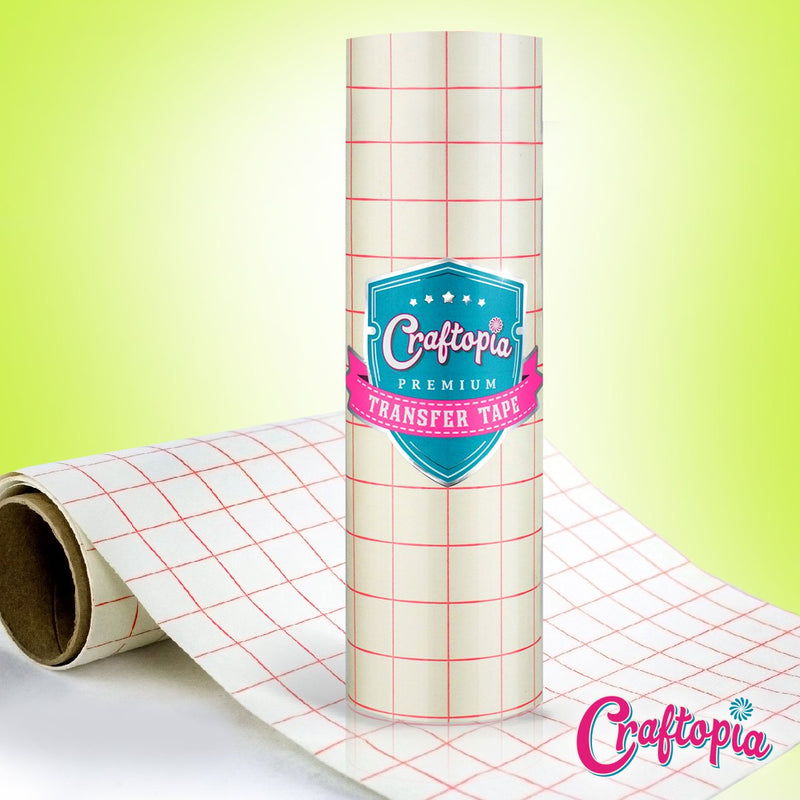 Craftopia vinyl transfer paper tape roll 12 inch x 8 feet clear, red alignment grid