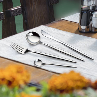 Modern Adaline Silverware Royal Cutlery Set By Bruntmor - 16 Piece Flatware Set - Service