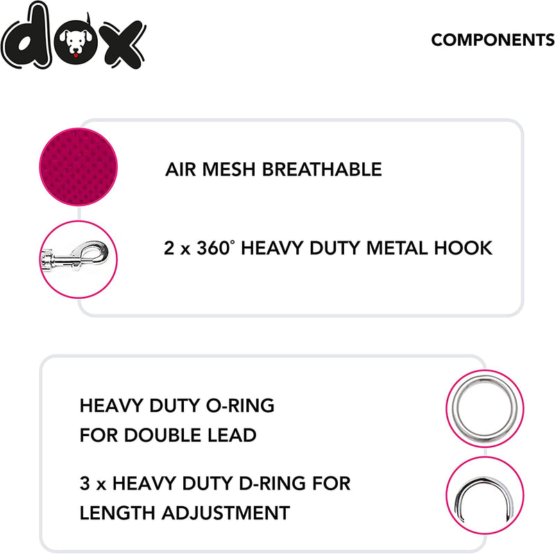 DDOXX Dog Leash Air Mesh, Adjustable 3 Length, 6.6 ft | Many Colors & Sizes | for Small