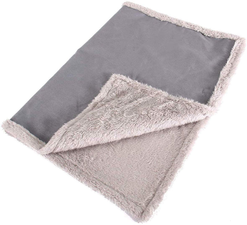 Fluffy dog blanket for car couch washable dog mat for on the way gray