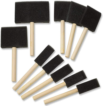 Katzco Poly Foam Brushes with Wooden Handles - 25 Pack for Any Professional Paint Job, Oil