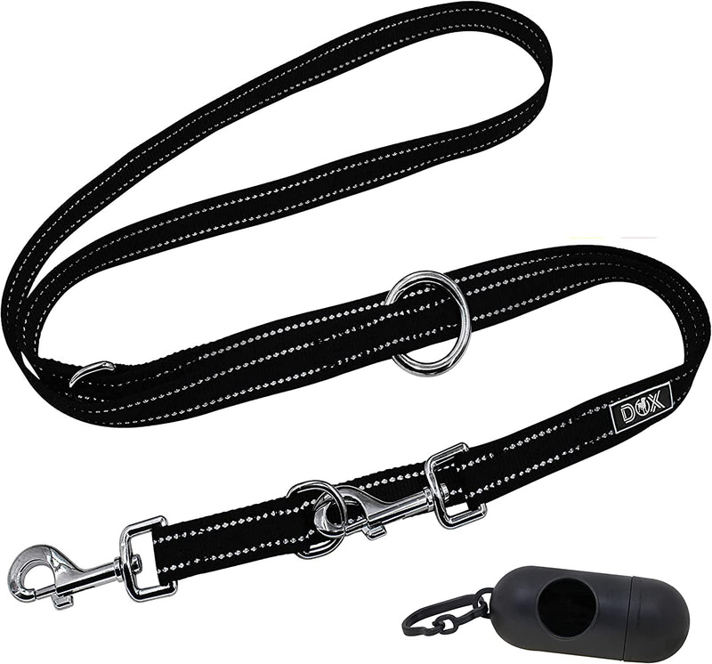 DDOXX Dog Leash Nylon Reflective, Adjustable, 6.6 ft | Many Colors & Sizes | for Small