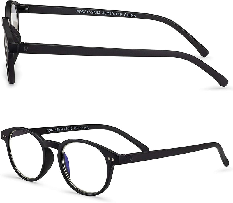Round-Blue-Light-Blocking-Reading-Glasses-Black-Zero-Magnification-Computer-Glasses