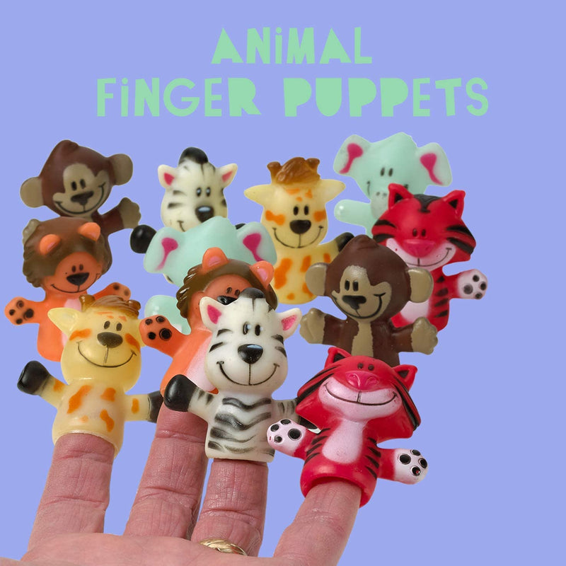 Kicko Animal Finger Puppets - 12 Per Package - Fun Toy for Boys and Girls - Gifts