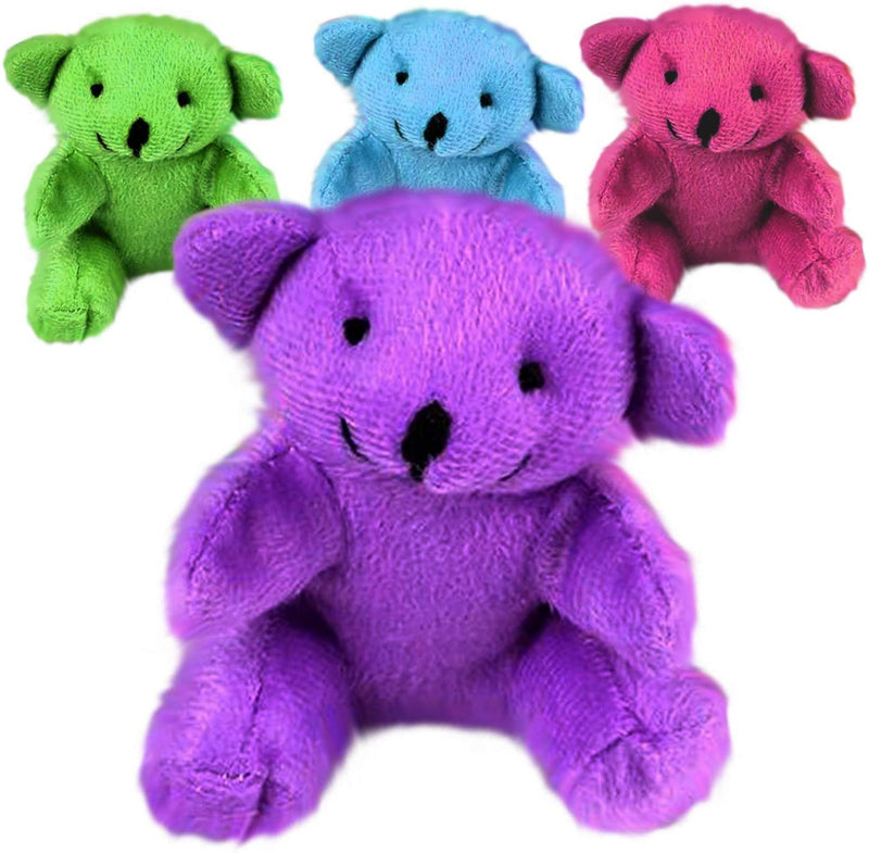 Kicko Neon Colored Bear Plushies - Pack of 4, 4.5 Inch Colorful, Stuffed, Huggable, Cute