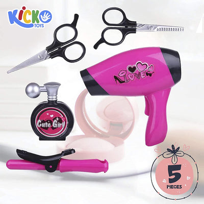 Kicko Hair Stylist Set for Girls - 5 Pieces Kids Hairdresser Tools - Perfect for Pretend