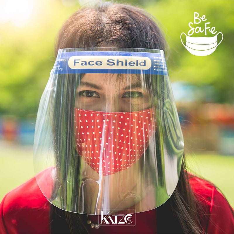 Katzco Reusable Face Shields - 12 Pack - Clear Full Face Visor Mask with Removable