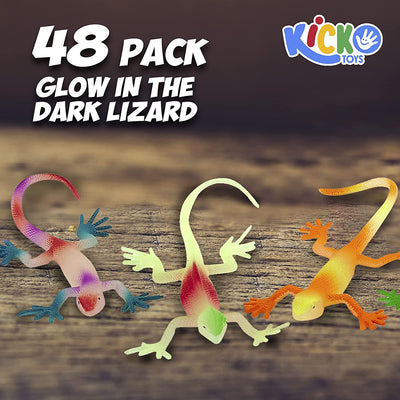 Kicko Glow in the Dark Lizard for Party Favors and Imaginary Play - 3.5 Inches, 48