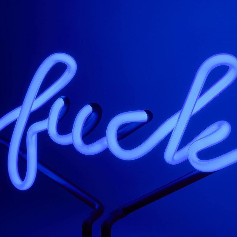 Amped & Co Neon Desk Light - Real Neon Glows Blue, Hand-Crafted Glass, Large 9"x11.5"