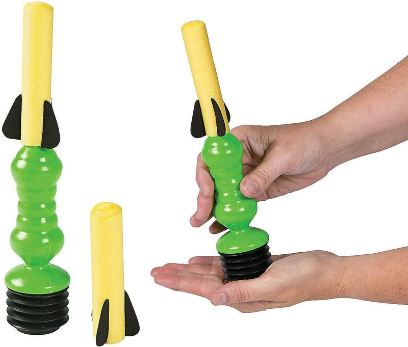 Kicko Air Rocket Launcher with 3 Foam Rocket Darts, 3 Pack, Launcher is 7 Inches and Darts