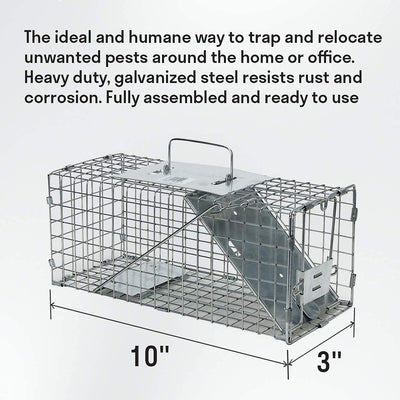 Katzco Small Animal Trap - 10 Inch Heavy-Duty Animal Trapping - for Catching Mice, Rats