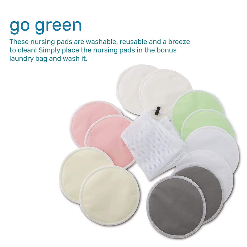 Enovoe Organic Bamboo Breastfeeding Pads (24 Pack) with Laundry Bag - Reusable Nursing
