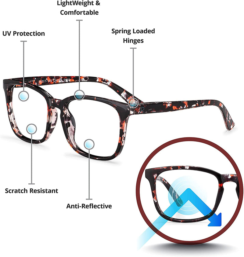 Blue-Light-Blocking-Reading-Glasses-Rose-Tortoise-2-00-Magnification-Computer-Glasses