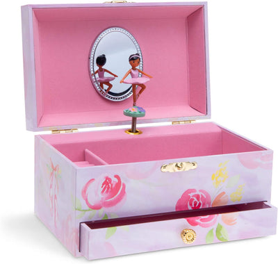 Jewelkeeper Girl's Musical Jewelry Storage Box with Pullout Drawer, Ballerina and Roses