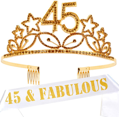 45th Birthday, 45th Birthday Gifts Women, 45th Birthday Tiara, 45th Birthday Sash, 45th