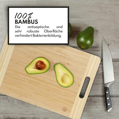 Bamboo plant i cutting board large made of wood with a stable handle 40x295x2cm extra