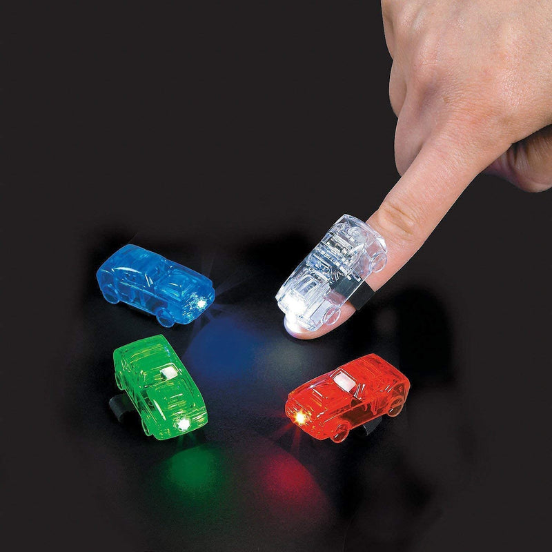 Kicko LED Car Finger Lights - 12 Pack, Assorted Colored Glowing Beams with Straps - Neon