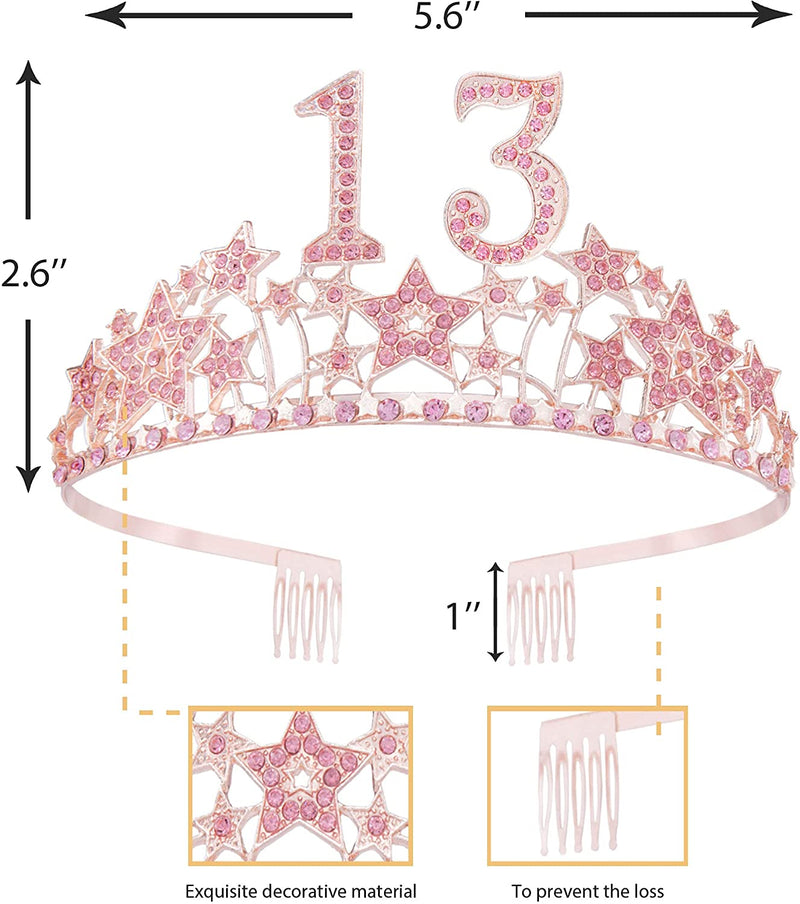 13th Birthday Gifts for Girls, 13th Birthday Tiara and Sash, 13th Birthday Decorations