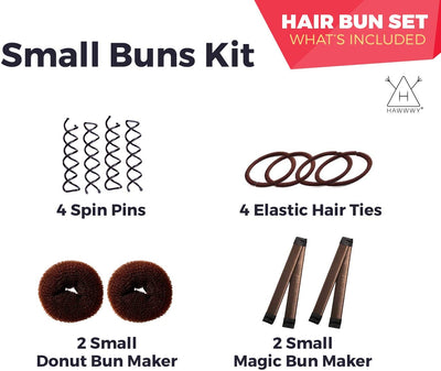 Hawwwy 12-Piece Hair Bun Maker Kit & Carry Case, Easy & Fast Small Bun Best Sellers Kit