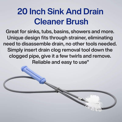 Katzco 39 Inch Sink and Drain Cleaner Brush Clog Remover - 3.5 Feet Long Drain Clog