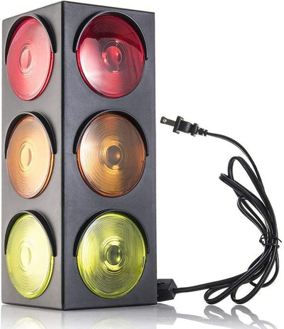 Kicko Traffic Light Lamp - Plug-In, Blinking Triple Sided, 12.25 Inch - For Kids