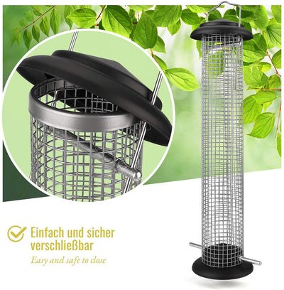 I bird feeder dispenser 52cm black peanut feed donor made of stainless metal